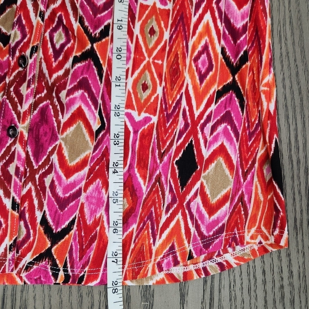 Y2K Vintage Venini Printed Sheer Button Down Shirt Womens Medium Orange Red Pink - Picture 10 of 10